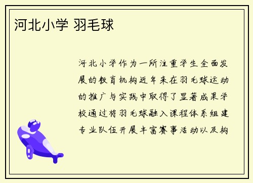 河北小学 羽毛球